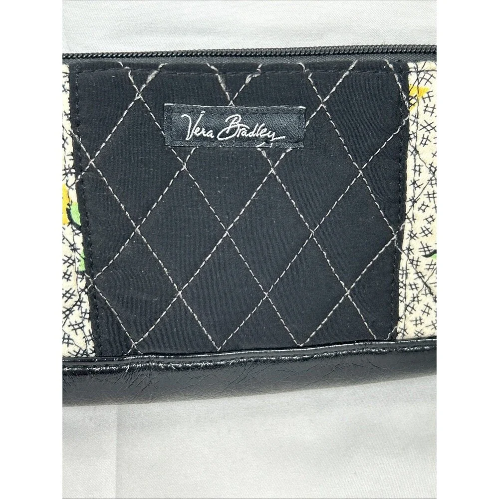 Vera Bradley Patchwork Collection Clutch Wristlet Black Floral Pink Flowers - Picture 8 of 14